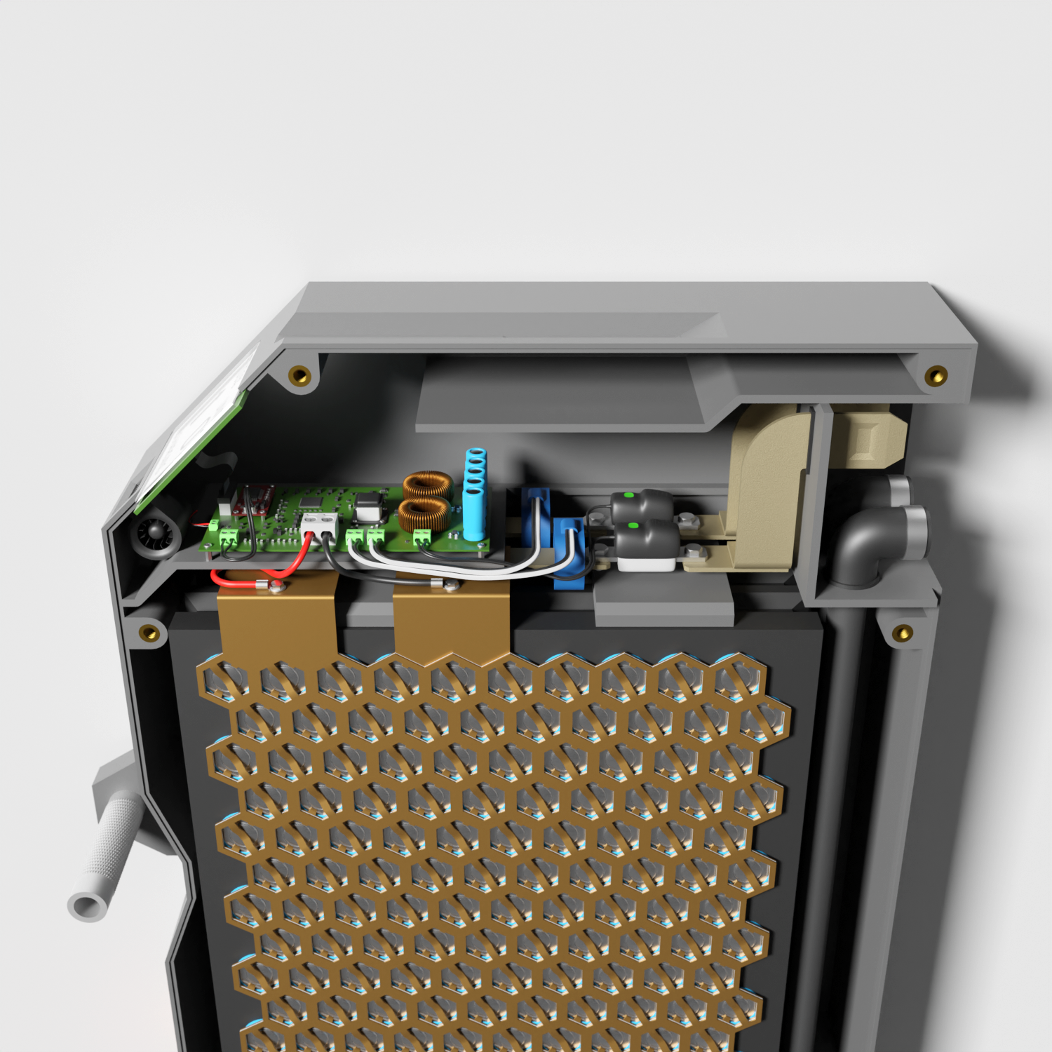 Render of the Modular Battery System's circuit board and control circuitry.